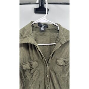 Verve Ami Women's Green Cotton Blend Button Up Shirt Size M Blouse